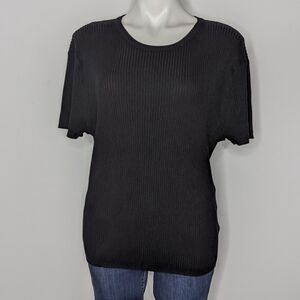 UO Standard/Cloth Black Ribbed Short Sleeve Knit Sweater M